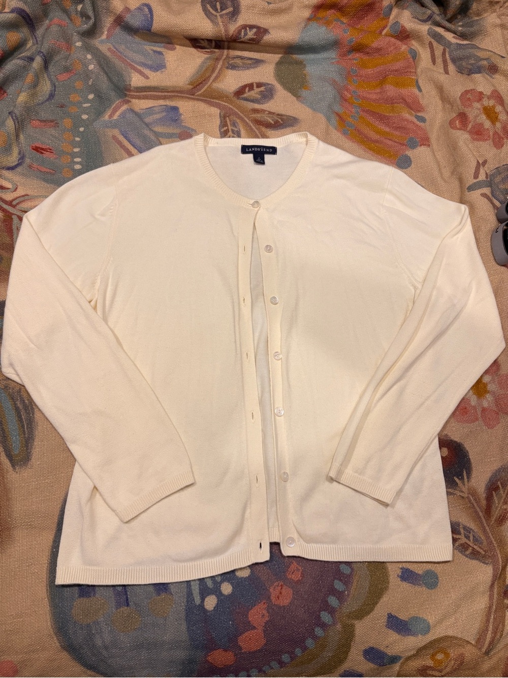 Vintage Lands' End Cream Button-Up Women's Sweater